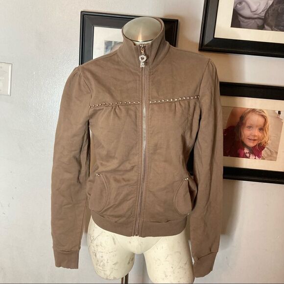 Y2K Twisted Heart Cotton Key Zip-Up Hoodie Rhinestones Bling‎ Crystals Small - Picture 4 of 7